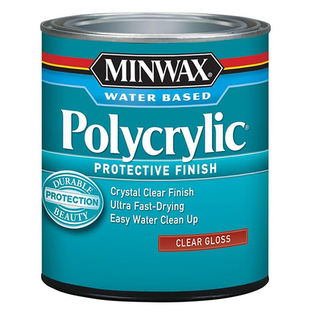 MINWAX 1/2 Pt Clear Polycrylic Water-Based Protective Finish Gloss 25555